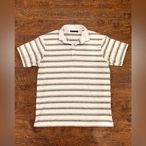 Devereux Golf Polo White Grey Striped Medium